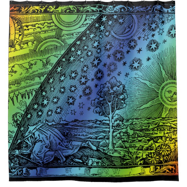 Flammarion Heaven and Earth Engraving Artwork Shower Curtain (Front)