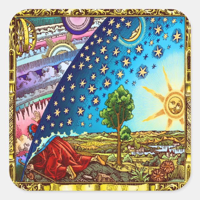 Flammarion Woodcut Flat Earth Design 2017 Square Sticker (Front)