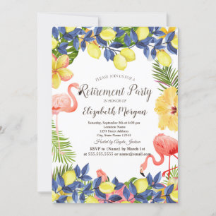 Flamongos Watercolor Lemons Mediterranean  Invitation