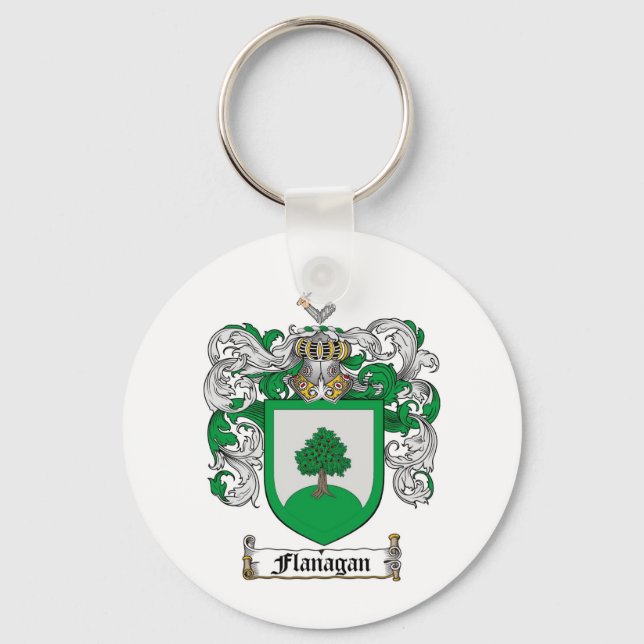 FLANAGAN FAMILY CREST -  FLANAGAN COAT OF ARMS KEY RING (Front)