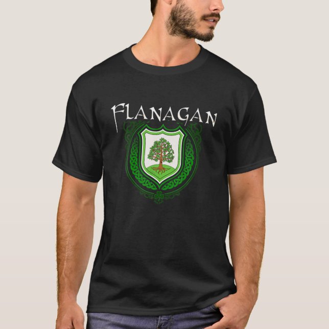 Flanagan Surname Irish Last Name Flanagan Crest T-Shirt (Front)