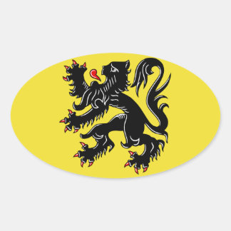 Flanders (Belgium) Flag Oval Sticker