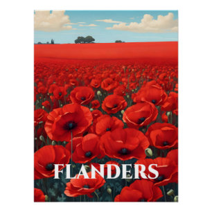 Flanders Belgium Poppy Fields Travel Poster