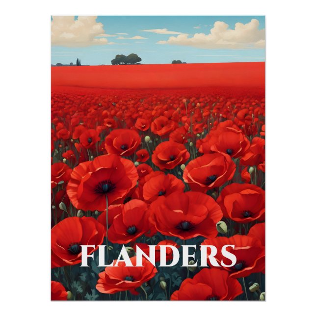 Flanders Belgium Poppy Fields Travel Poster (Front)