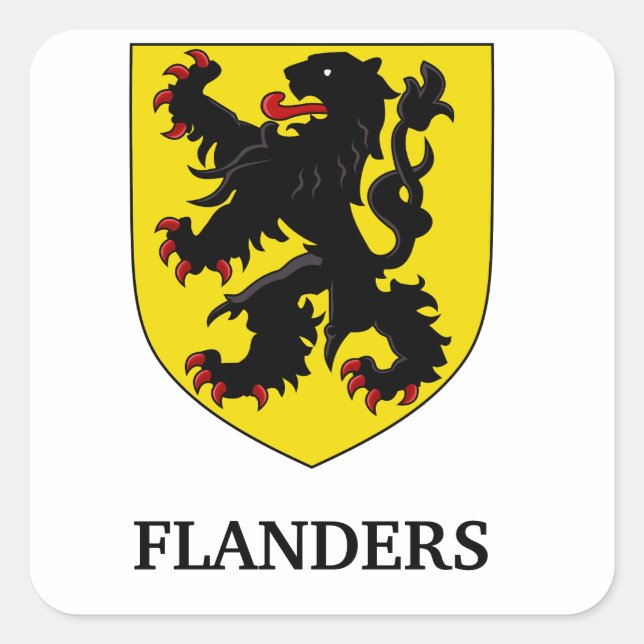 Flanders Coat of Arms Heraldic Lion Square Sticker (Front)