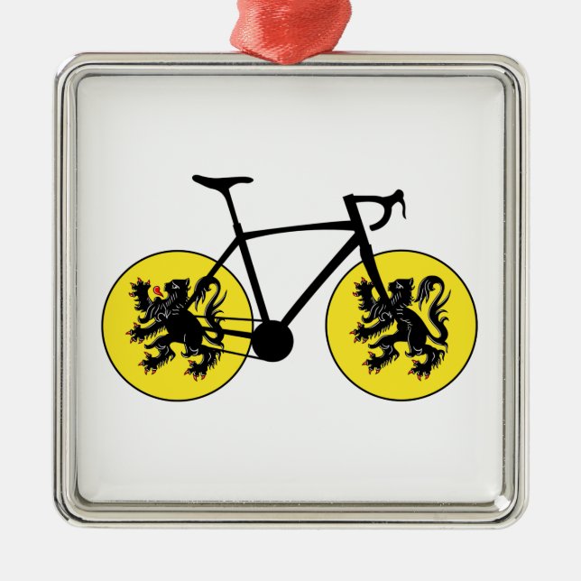 Flanders Flag Cycling Metal Ornament (Front)
