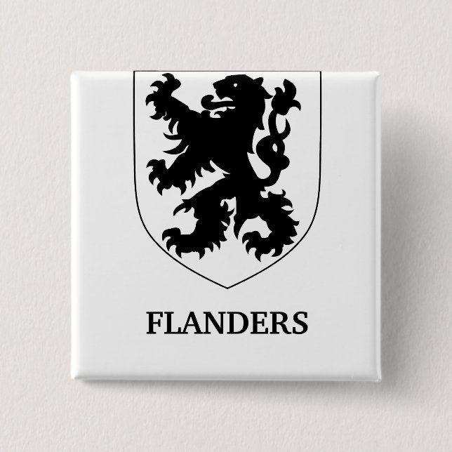 Flanders Lion Graphic Design Art 15 Cm Square Badge (Front)
