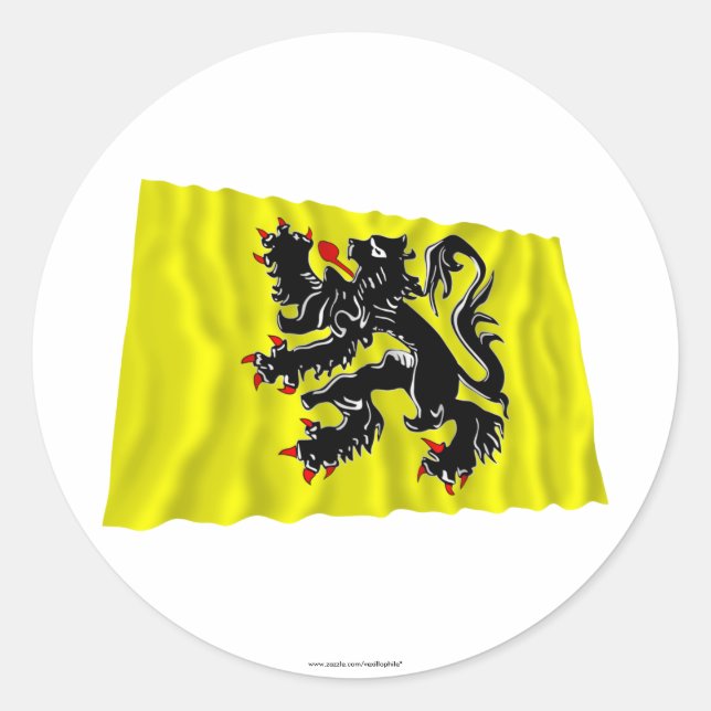 Flanders Region Waving Flag Classic Round Sticker (Front)