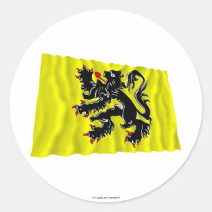 Flanders Region Waving Flag Classic Round Sticker
