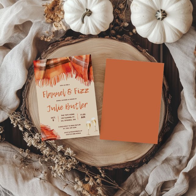 Flannel and Fizz Bridal Shower, Autumn, Orange Invitation (Creator Uploaded)