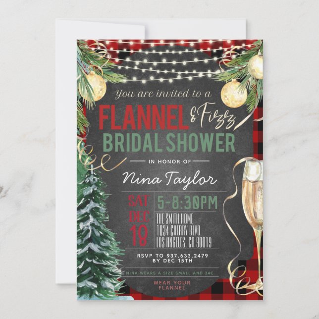 Flannel and Fizz Bridal Shower Invitation (Front)