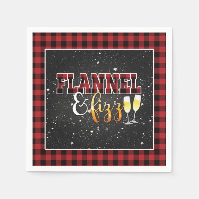 Flannel and Fizz Paper Napkin - Red - Fizz (Front)