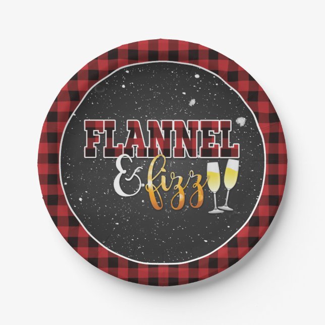 Flannel and Fizz Paper Plate - Red - Snow (Front)