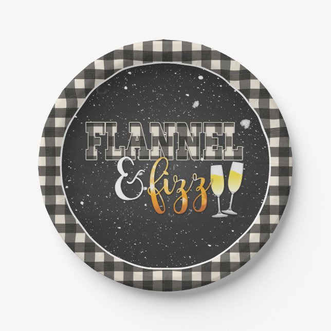 Flannel and Fizz Paper Plate - White - Snow (Front)