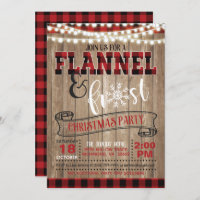 Flannel and Frost Christmas Party Invitation Light