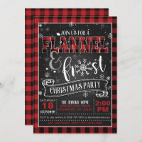 Flannel and Frost Christmas Party Invitation Red