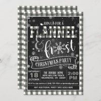Flannel and Frost Christmas Party Invitation White