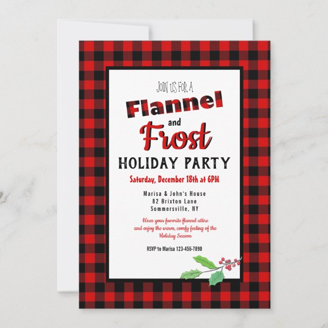 Flannel and Frost Holiday Party Invitation (Front)