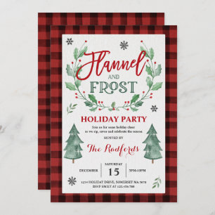 Flannel And Frost Holiday Party Invitation