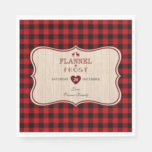 Flannel and Frost Lumberjack Christmas Holiday Napkin (Front)