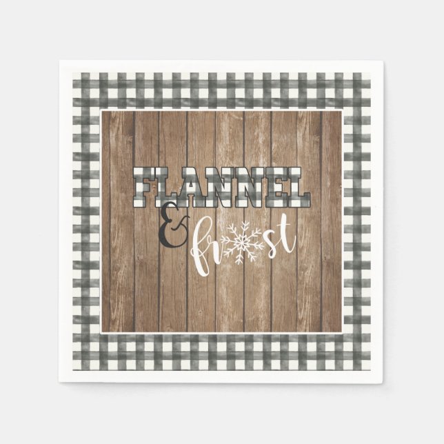 Flannel and Frost Paper Napkin - White - Wood (Front)