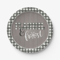 Flannel and Frost Paper Plate - White - Grey Wood