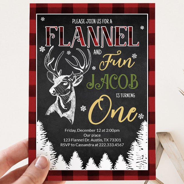 Flannel and Fun First Birthday Invitation (Creator Uploaded)