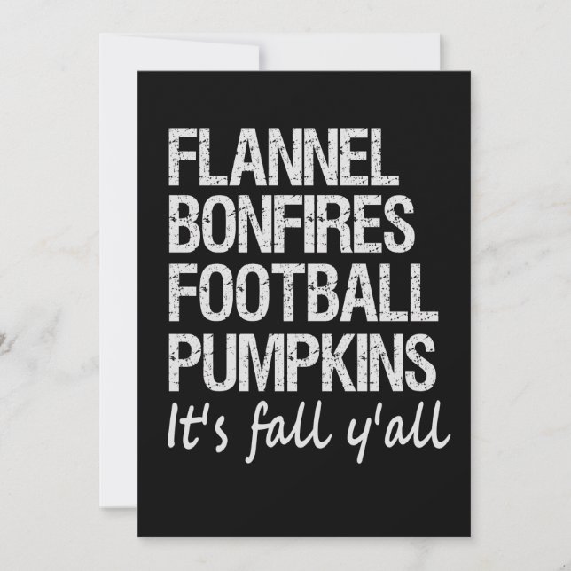 Flannel Bonfires Football Pumpkins It's Fall Y'all Holiday Card (Front)