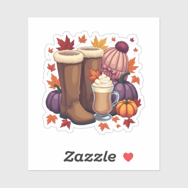 Flannel Boots Pumpkin Spice Latte Autumn Fall  (Sheet)