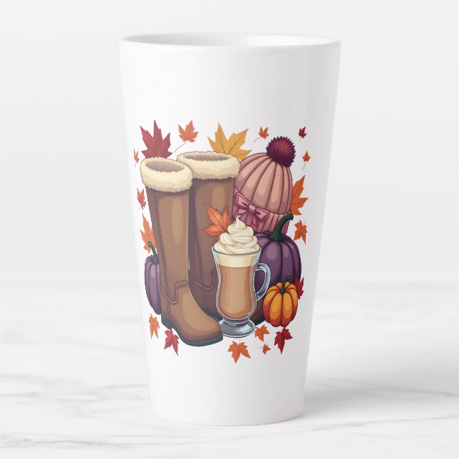 Flannel Boots Pumpkin Spice Latte Autumn Fall  Mug (Front)
