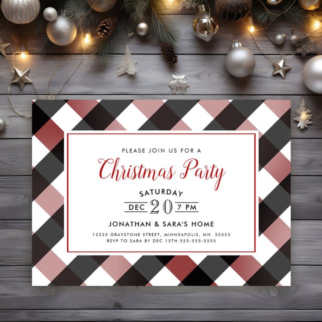 Flannel Border Christmas Party Invitation (Creator Uploaded)