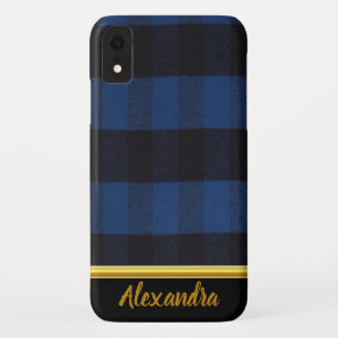 Flannel Buffalo Plaid Blue  lumberjack texture iPhone XR Case