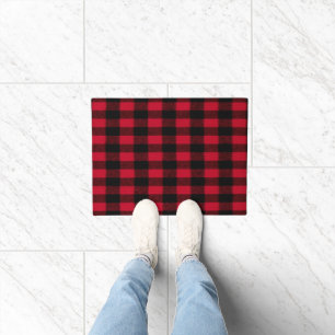 Flannel Buffalo Plaid Red lumberjack texture Doormat