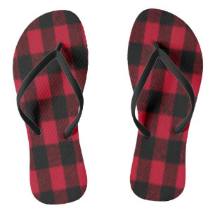 Flannel Buffalo Plaid Red lumberjack texture Thongs