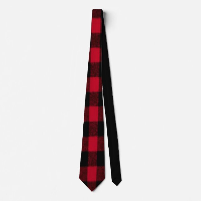Flannel Buffalo Plaid Red lumberjack texture Tie (Front)