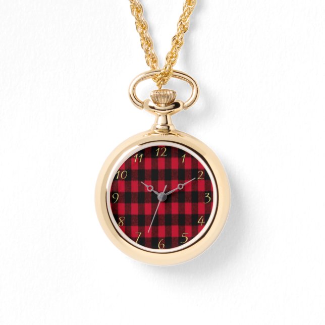 Flannel Buffalo Plaid Red lumberjack texture Watch (Front)