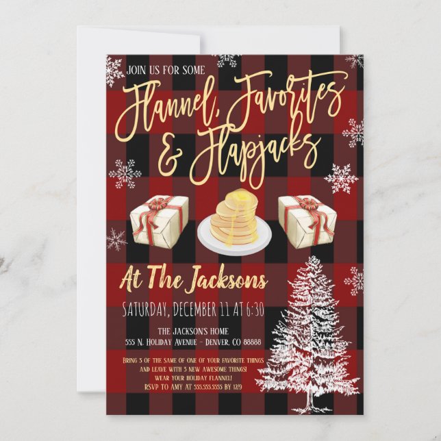 Flannel Favourites and Flapjacks Party Invitation (Front)