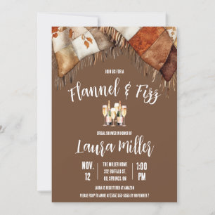 Flannel & Fizz, Blanket, Champagne Bridal Shower Invitation