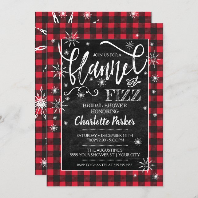 Flannel & Fizz Bridal Shower Invitation (Front/Back)
