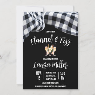 Flannel & Fizz, Plaid, Champagne Bridal Shower Invitation