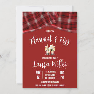 Flannel & Fizz, Plaid, Champagne Bridal Shower Invitation