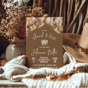 Flannel & Fizz, Plaid, Champagne Bridal Shower Invitation