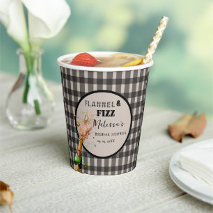 Flannel & fizz winter black  & White bridal shower Paper Cups