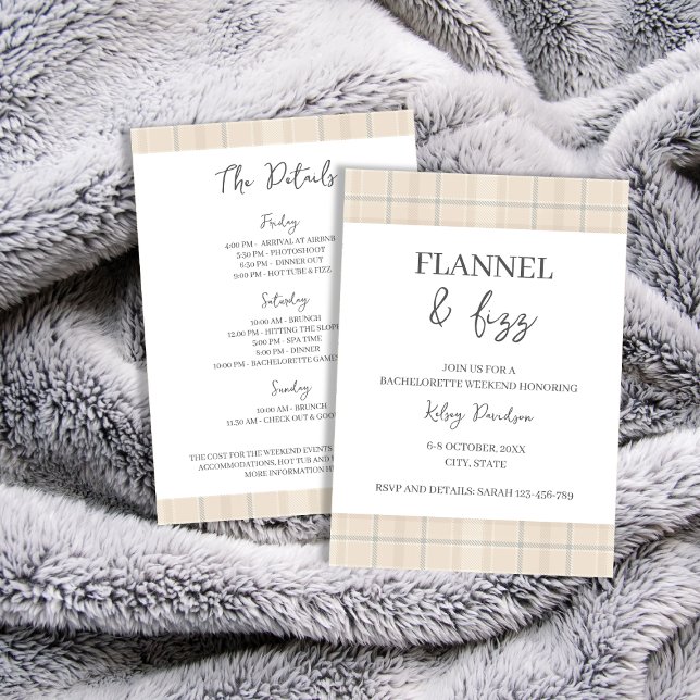 Flannel & Fizz Winter Chic Bachelorette Weekend Invitation (Flannel & Fizz Winter Chic Bachelorette Weekend Invitation)