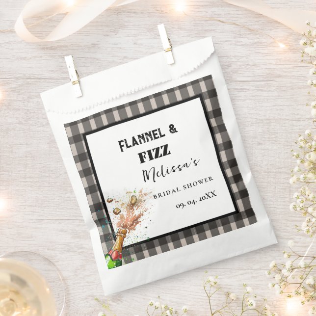 Flannel & fizz winter red &  black bridal shower favour bag (Clipped)