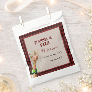 Flannel & fizz winter red & black bridal shower favour bag