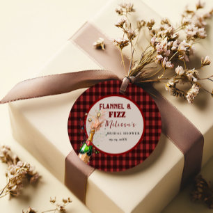 Flannel & fizz winter red & black bridal shower favour tags