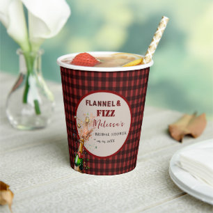 Flannel & fizz winter red & black bridal shower paper cups
