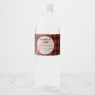 Flannel & fizz winter red & black bridal shower water bottle label