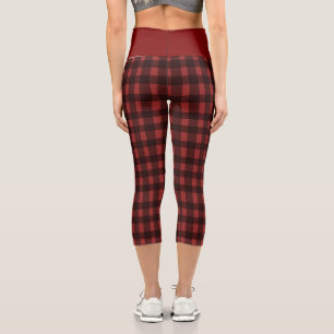Flannel & fizz winter red & black pl Bridal Shower Capri Leggings